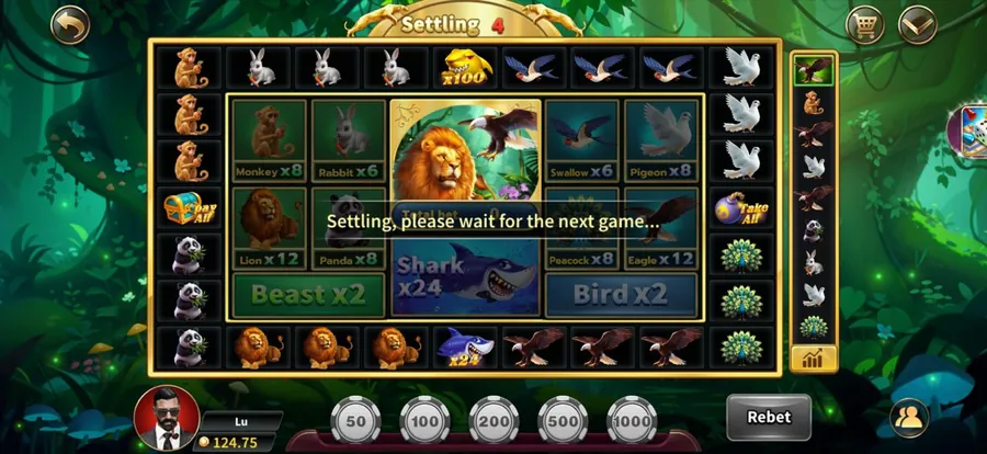 Royal X Casino Zoo Roulette animal betting board with x100 multiplier